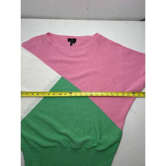 Marble light pink and green batwing Cotton relaxed sweater. Women's Size S - Picture 6 of 8